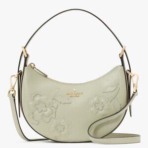 Kate Spade Nova Floral Applique Crescent Small Shoulder Bag (Sage Green, NWT)